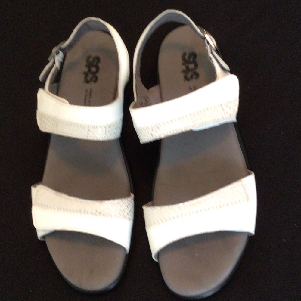 SAS White Women’s Velcro Double-Strap Sandals
